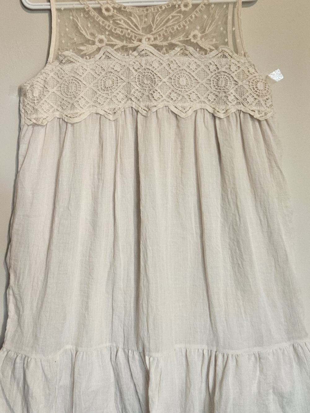 Lace-Trim Cream Women’s Dress